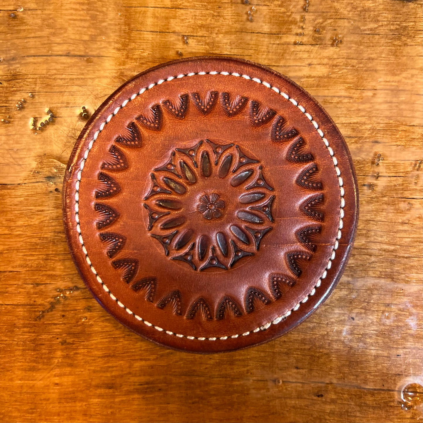 Hand Tooled Genuine Leather Coaster